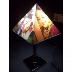Personalized pyramid photo lamp with stand