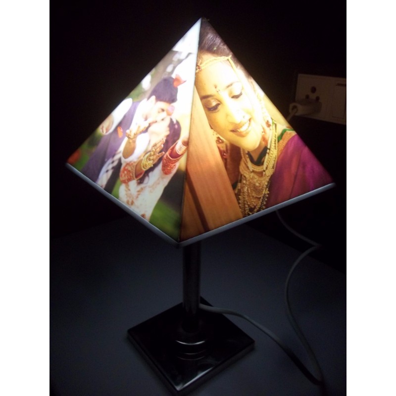 Personalized pyramid photo lamp with stand Author Love