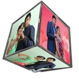 Rotating photo cube with LED light